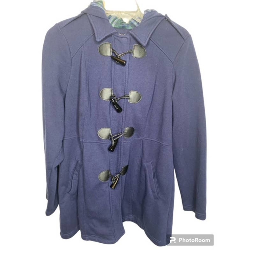 Torrid Hooded Knit Coat Sz 0 ( Large) Navy Toggle Buttons